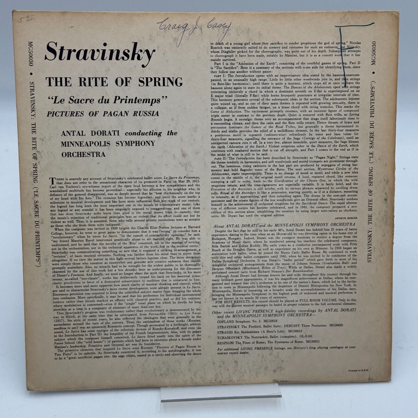 Stravinsky The Rite of Spring Minneapolis Symphony Orchestra Mercury