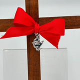 Wood Cross Decorative Christian Wall Art Red Ribbon Silver Dove Peace Jesus 11"