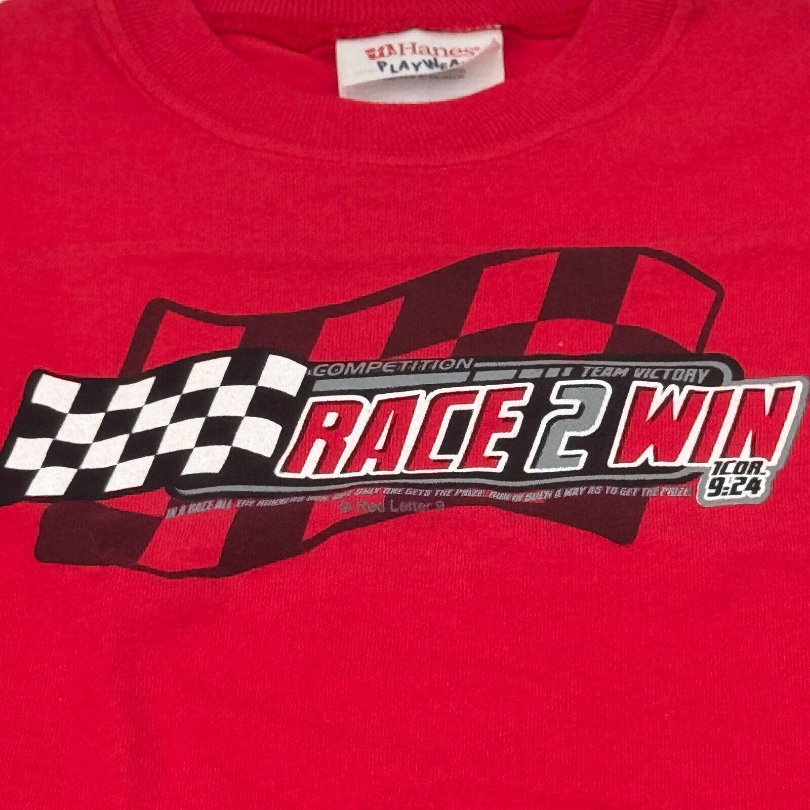 Toddler Size 2T Kerusso Hanes Red Kids T-Shirt Play Wear Proverbs Race 2 Win NWT