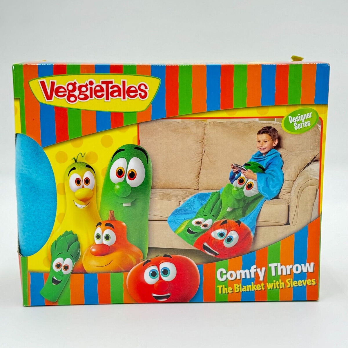 Veggie Tales Comfy Throw 48x48 Soft Fleece Snuggie Style Wearable Blanket NIB