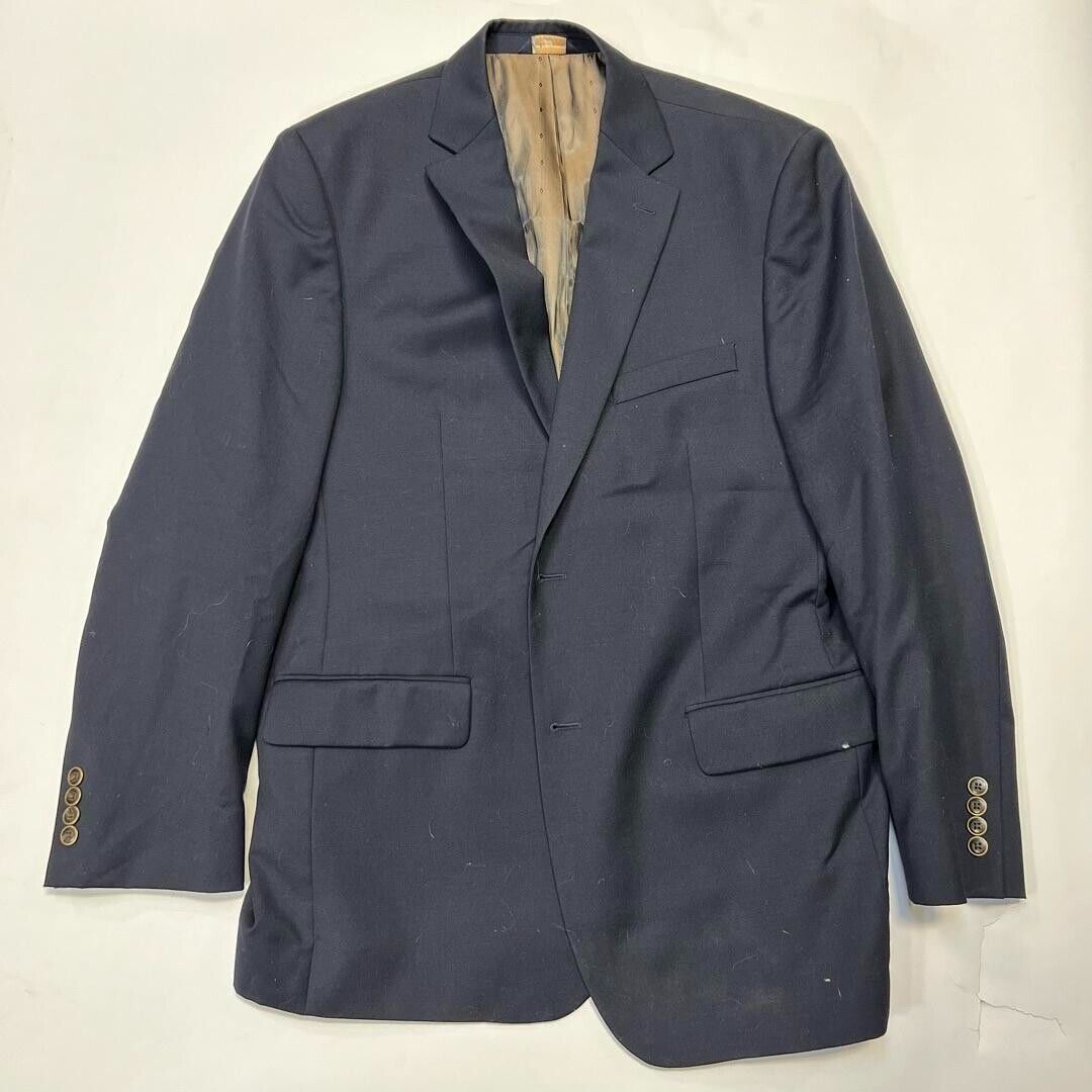 Joseph Feiss 44L Navy Blue Gold 2 Button Blazer Suit Jacket Sport Coat