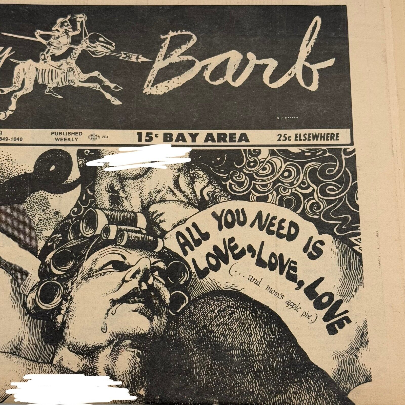 Berkeley Barb Rare Full Issue 203 All You Need Is Love Reagan Cover Art Adult