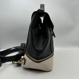 Steve Madden Backpack With Top Handle Purse Faux Leather Black Cream Unisex