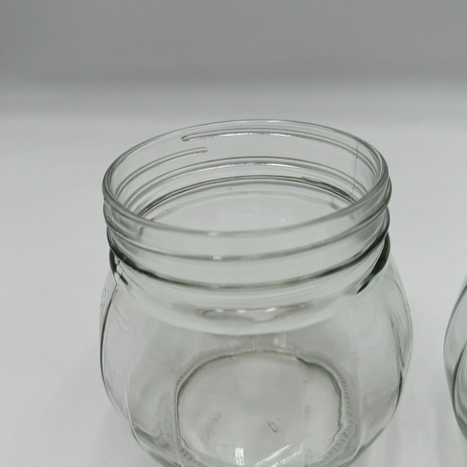 Set of 2 Spherical Clear Airtight Canning Jars With White Plastic Lid Stackable