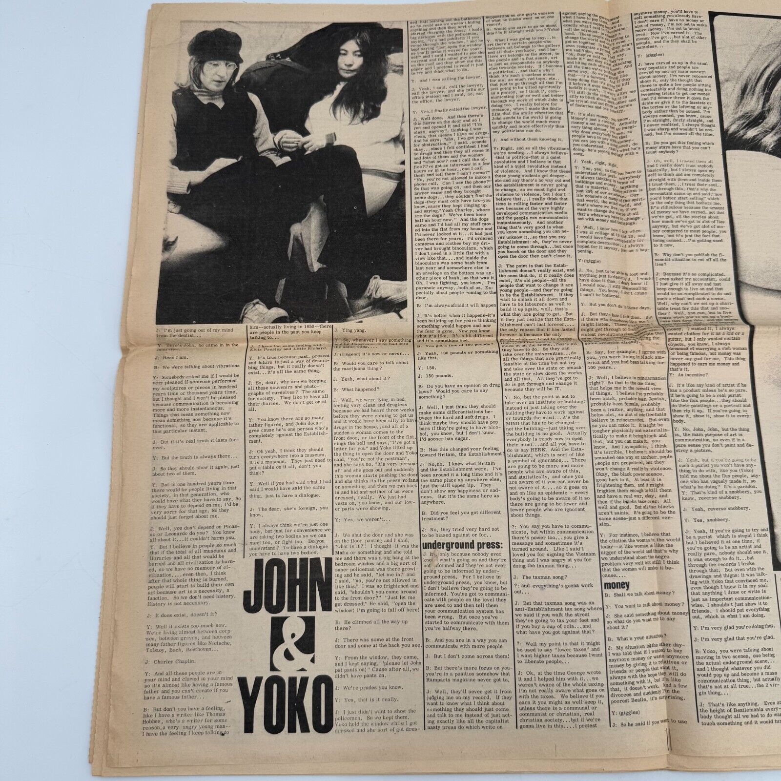 Berkeley Barb Issue 193 1969 John Lennon Yoko Interview Full Adult Newspaper