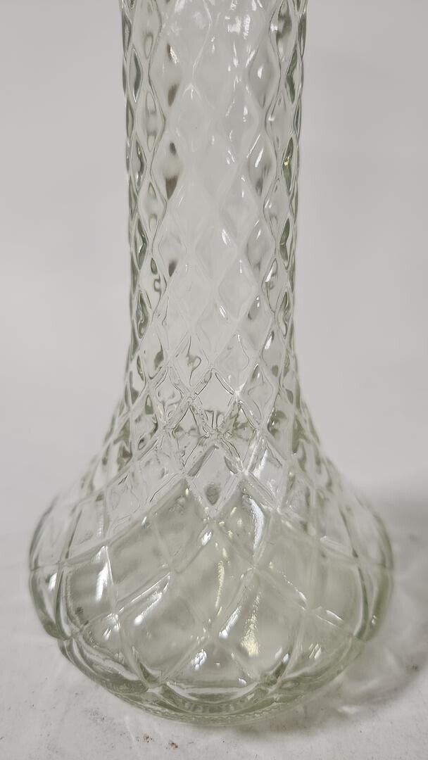 Vintage 9" Diamond Pattern Glass Vase