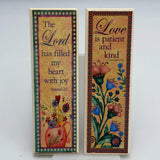 Pair of 8.5" Hanging Wall Plaques W/ Floral Designs & Inspirational Bible Verse