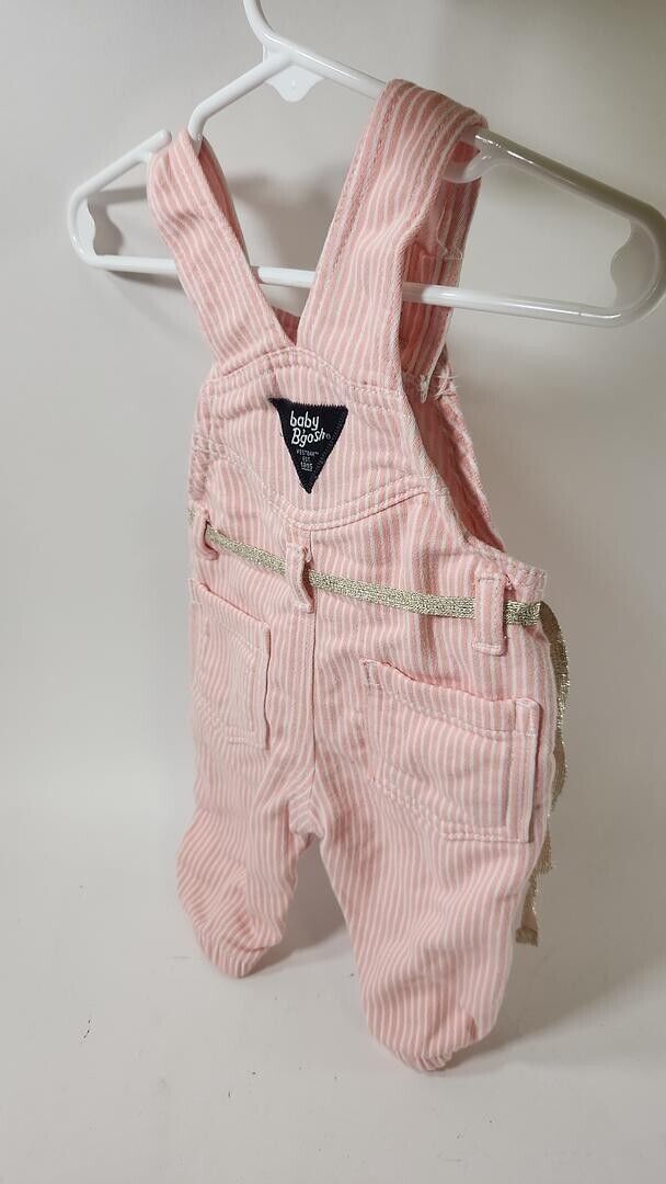 Oshkosh Baby B'gosh Pink & White Hickory Stripe Overalls Size 3 Months