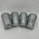 Decorative Set of 4 Galvanized Metal Farm-Style Design Flower Vase with Handles