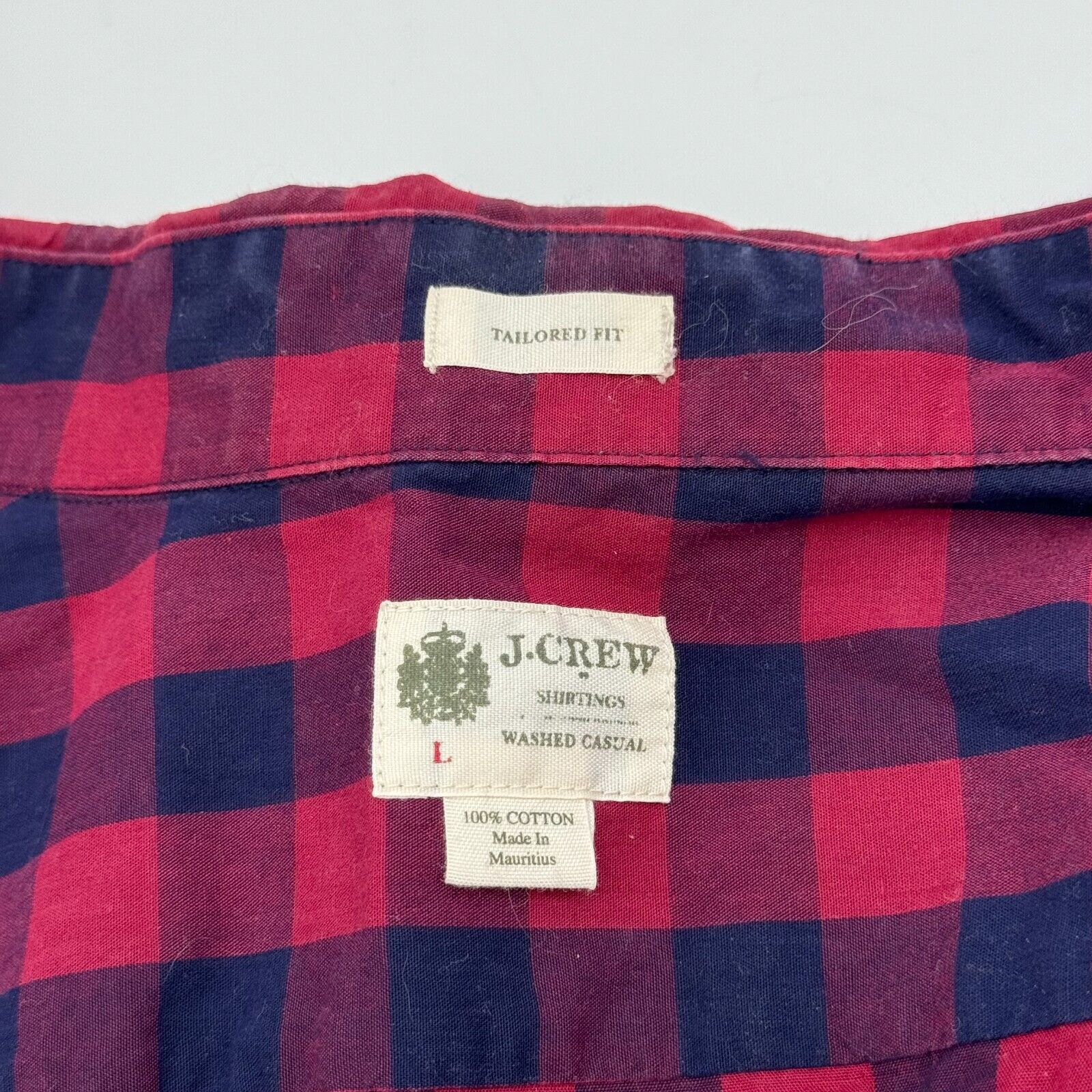 J Crew Shirtings Washed Casual Tailored Fit Red Black Checkered Flannel Mens L