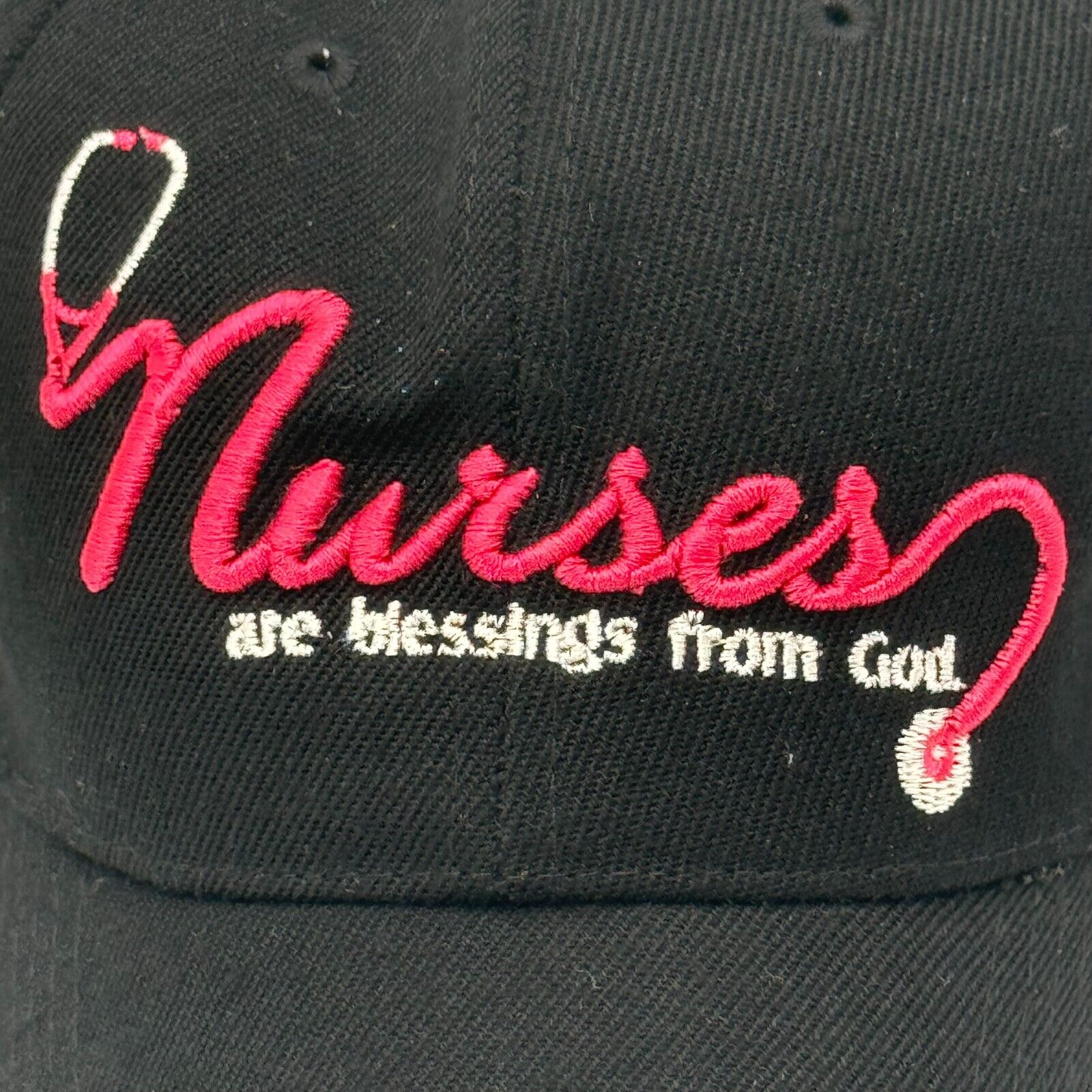 Nurses Are A Blessing From God Black Pink Adjustable Hat Christian Cap NWT