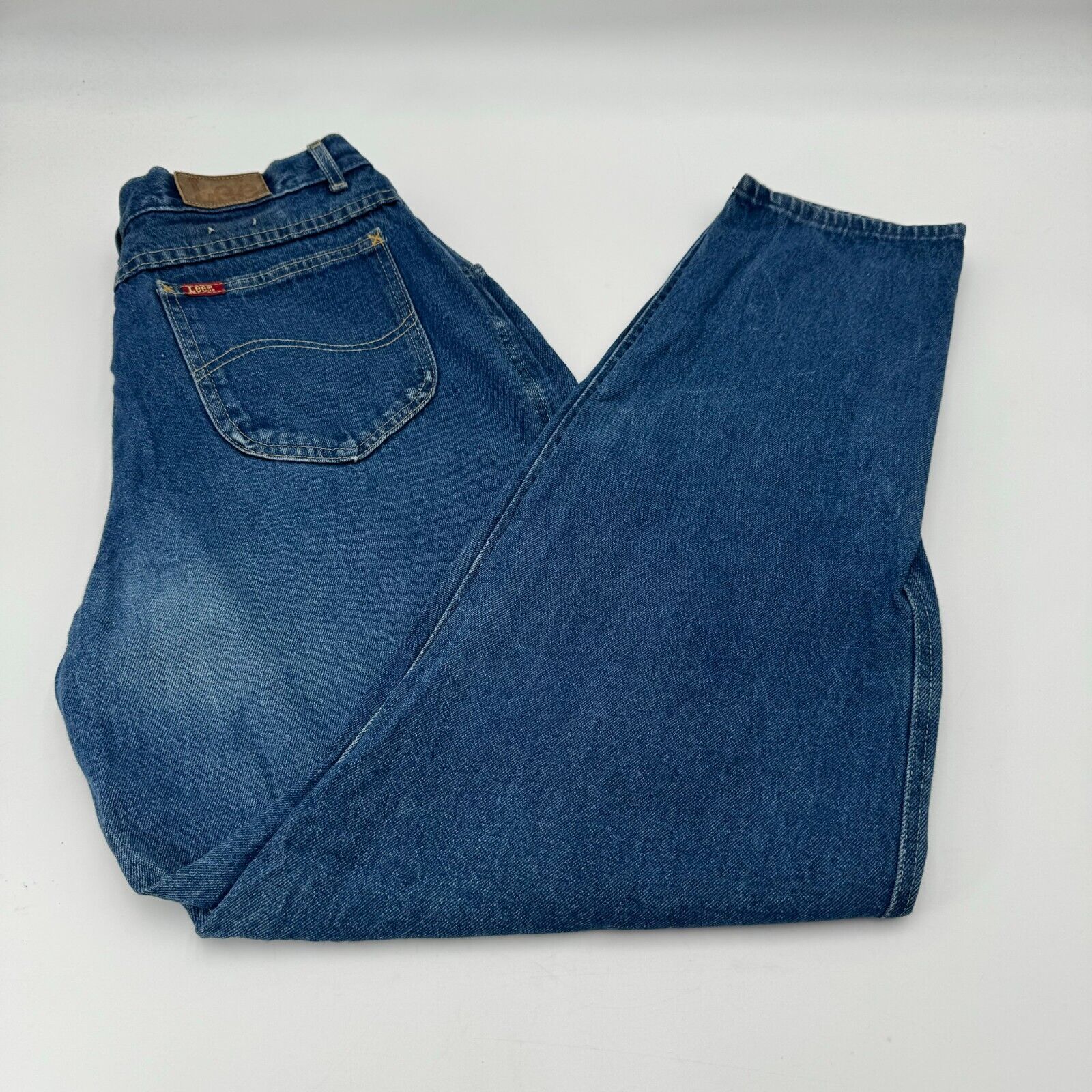 Lee Womens Tapered High Rise Jeans Blue Denim Rider Vintage Size 16