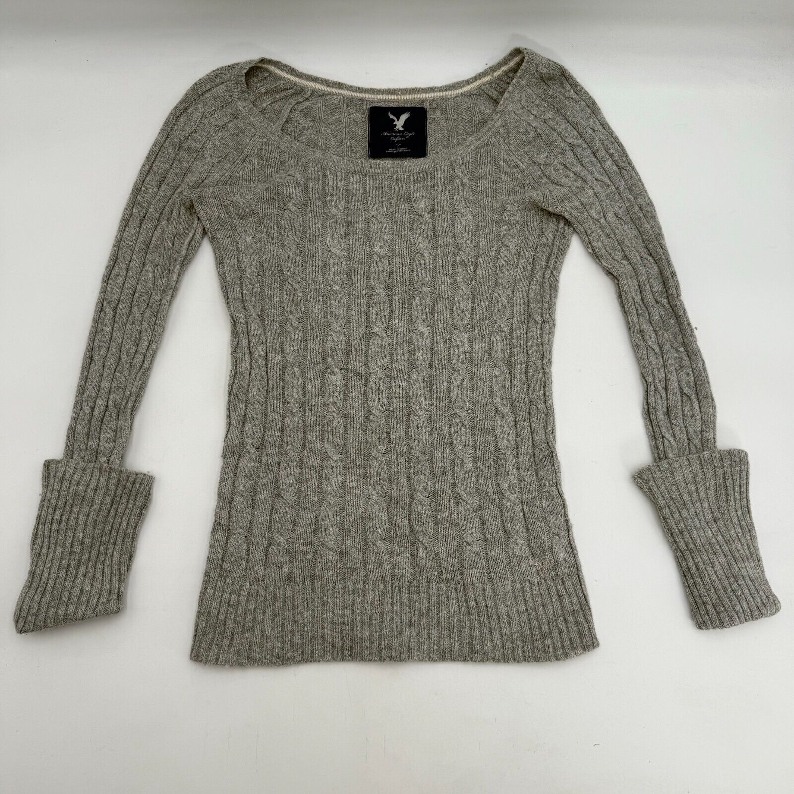 American Eagle Women’s Knit Jumper Sweater Pullover Grey Size Small Petite