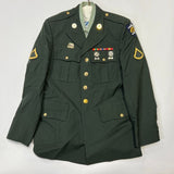 Vintage US Army Decorated Serge Wool Army Green Military Coat Jacket 39R