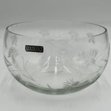 Colony Mid Century Large 8”Crystal Bowl White Frosted Floral Design - Small Chip