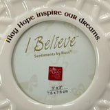 Russ I Believe Sentiments 3x3in Classic Round Ceramic Photo Frame NEW IN BOX