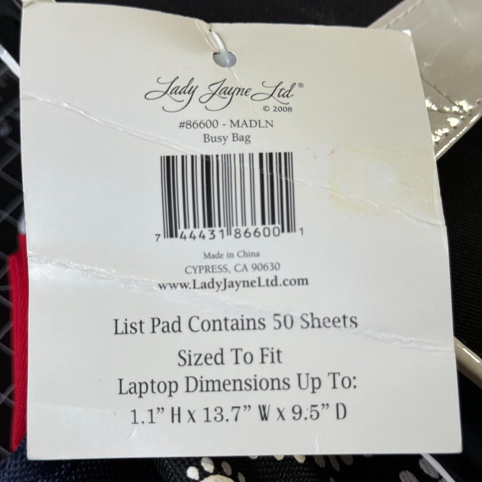 Lady Jayne Limited 16in Laptop Tote Bag File Organizers 50 Sheet To Do List NWT