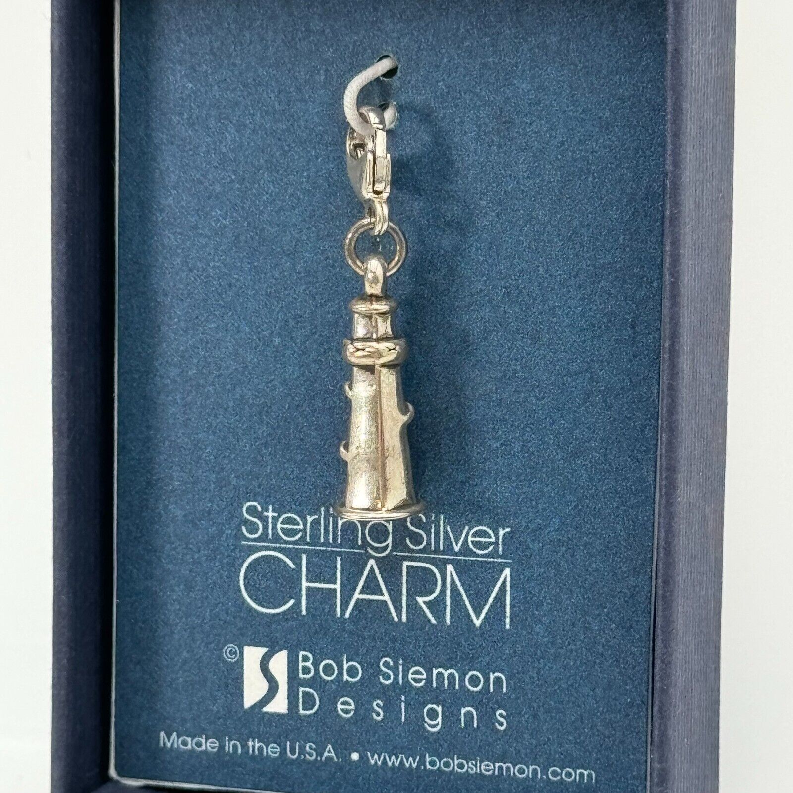 Bob Siemon Sterling Silver Lighthouse Charm for Bracelet Necklace Jewelry