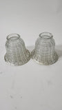 Pair of Vintage Pearl/Light Glass Ribbed Lamp Shades - 2" Base