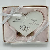 Happy Anniversary Plaque White Ceramic Heart Choose 20th, 25th, 30th - New