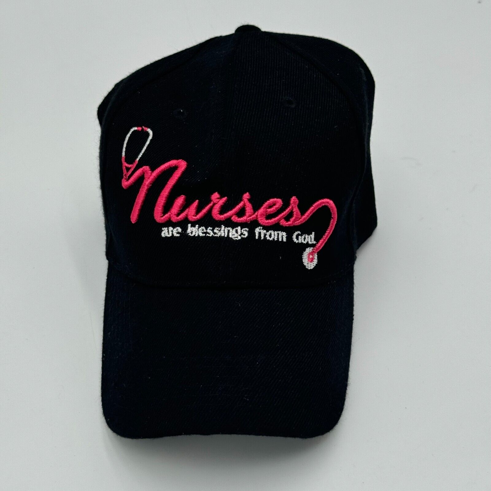 Nurses Are A Blessing From God Black Pink Adjustable Hat Christian Cap NWT