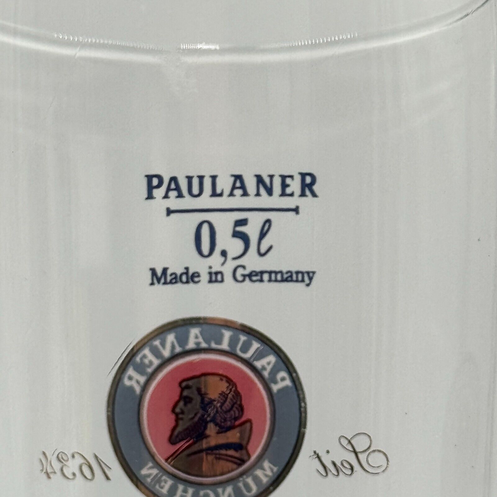 Paulaner Munchen .5 Liter Glass Tall Beer Mug made by SOHM Germany Limited