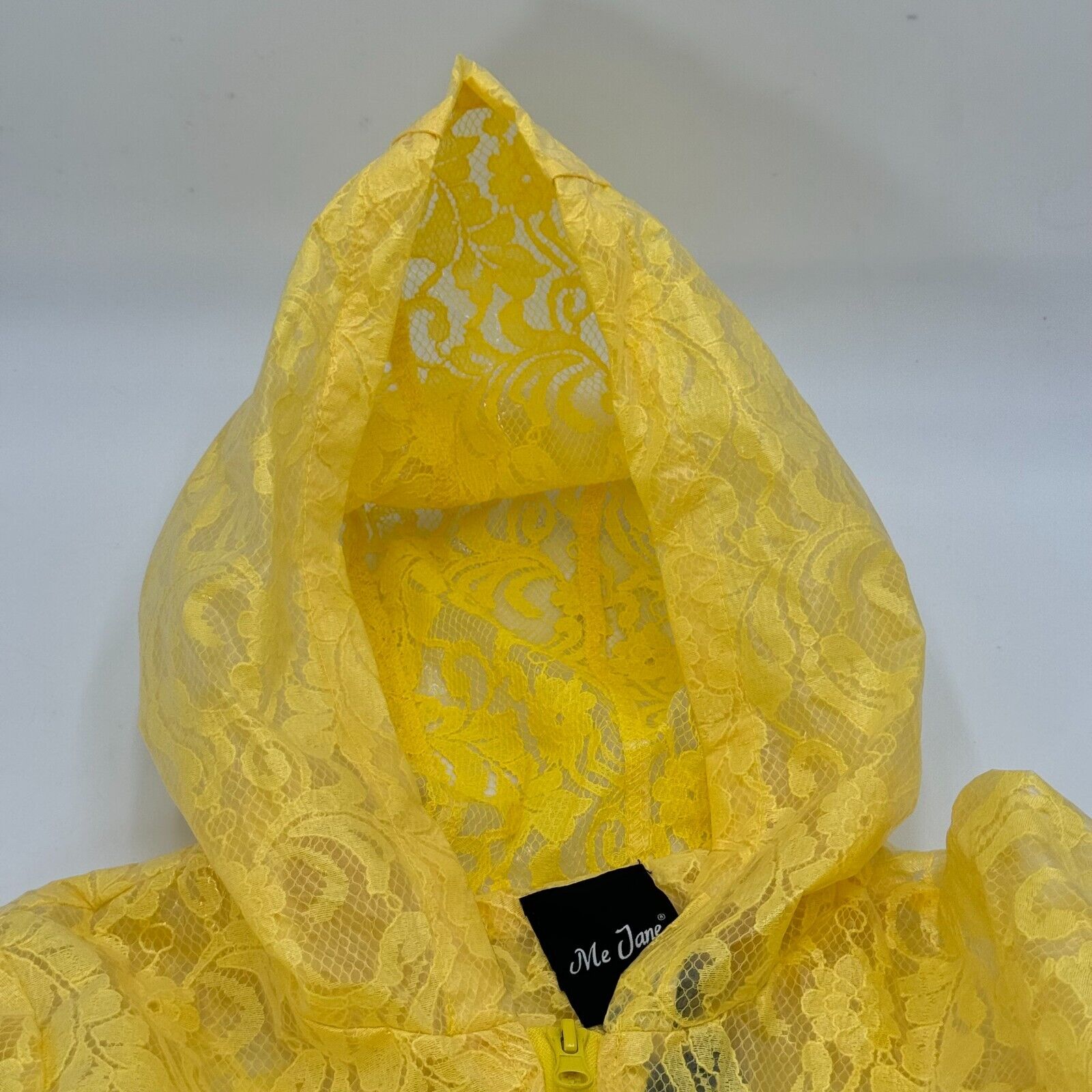 Me Jane Yello Lace Rain Jacket Water Repellent Coating Zip Up Wonens Size M NWT