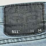 Levi Strauss Mens 511 Denim Blue Jeans Original Quality Light Wash Size 34x34