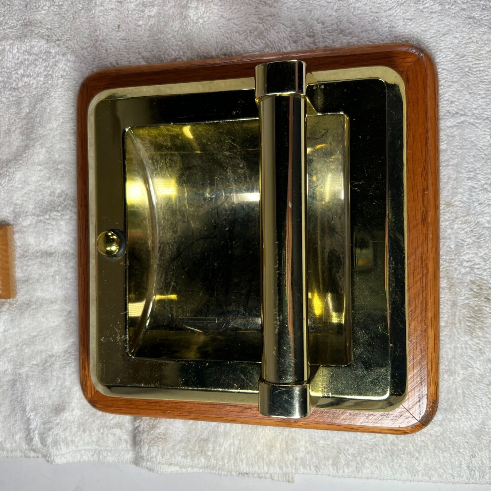Assortment Wood and Brass Bathroom Hardware