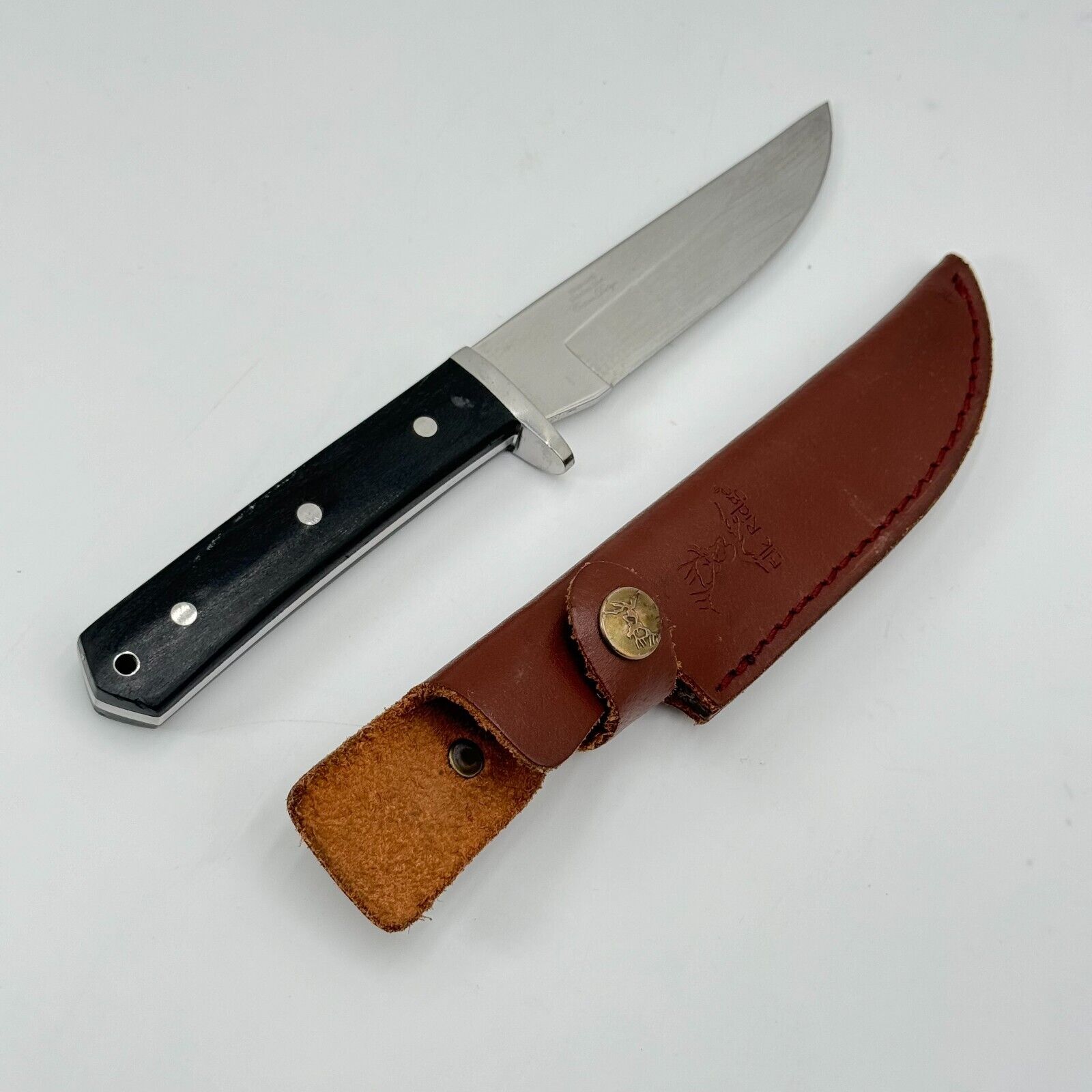 ELK RIDGE Fixed Blade Knife with Leather Sheath ER-200-24BR