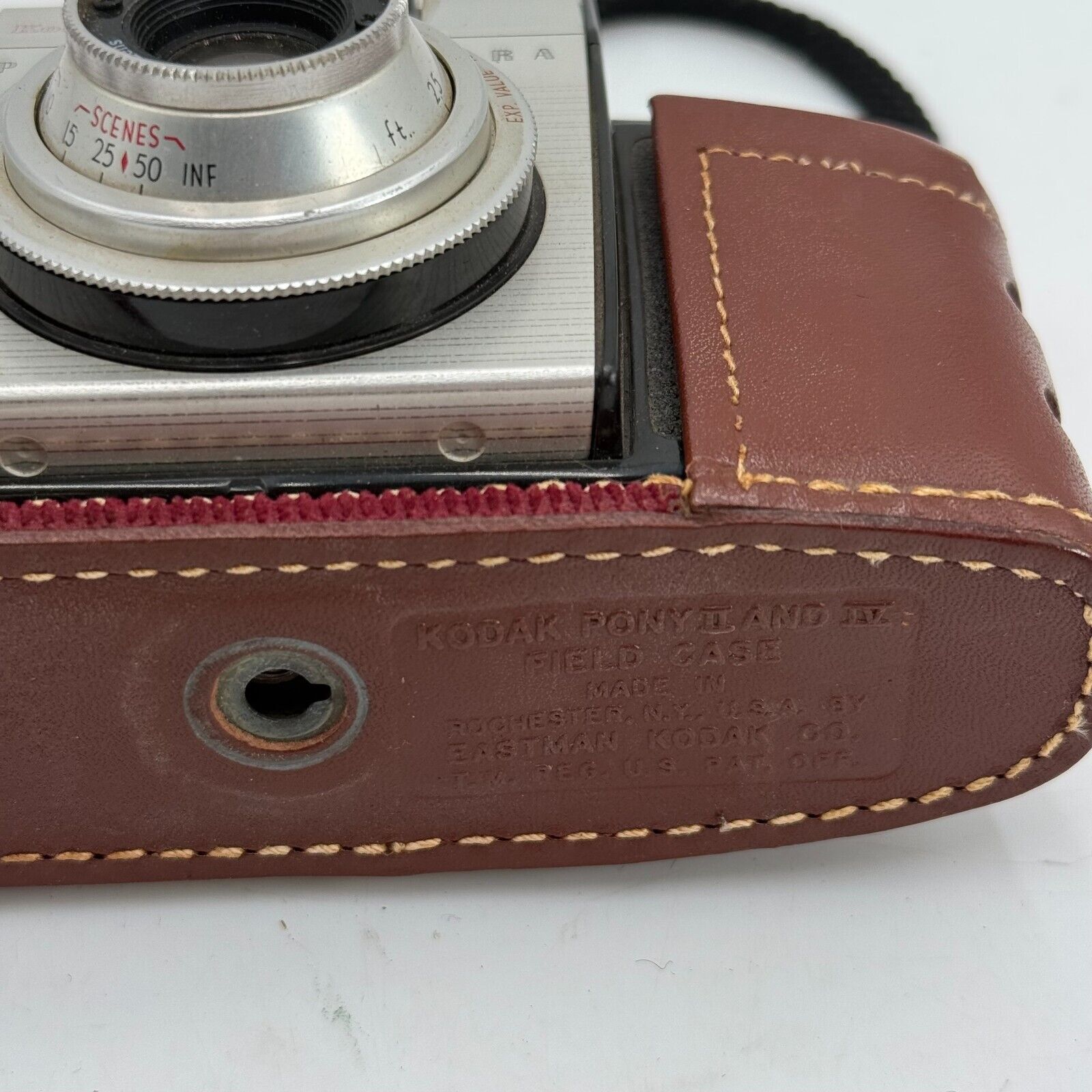 Kodak Pony II Film Camera with Anastar 44mm f3.9 Lens + Brown Leather Case VTG