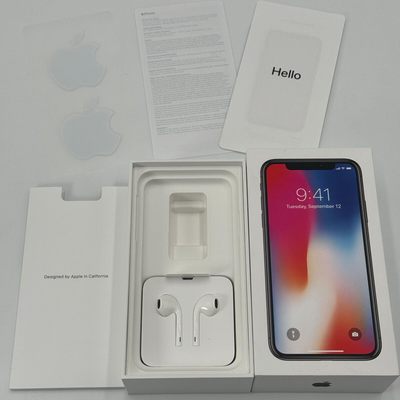 *BOX ONLY* Iphone X Space Gray MQAU2LL/A Model A1901 Includes Lightning Earpods