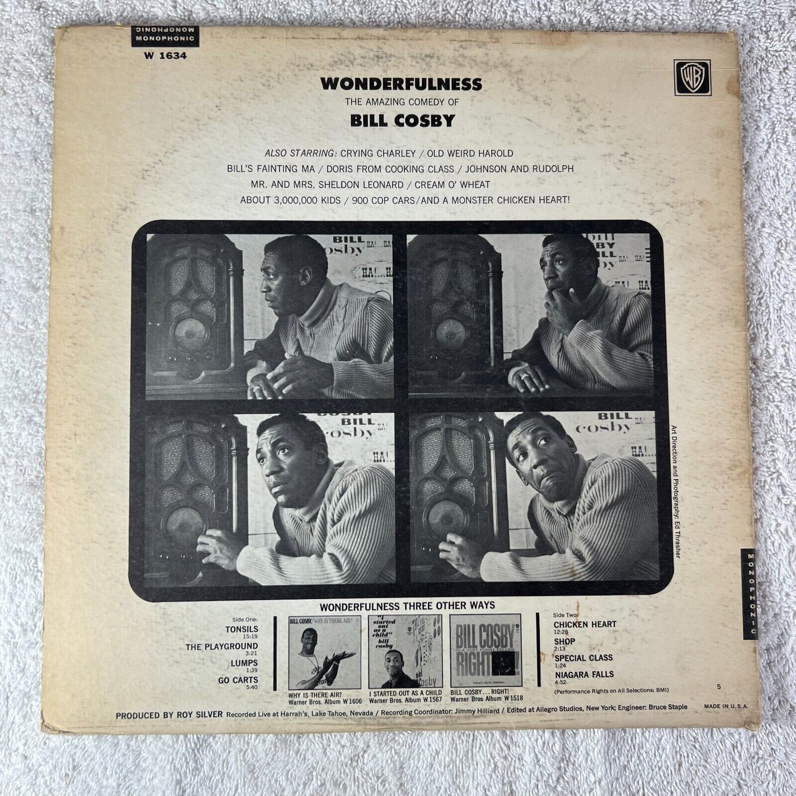 Bill Cosby Wonderfulness Record Vinyl LP WS 1634 Warner Bros 1966