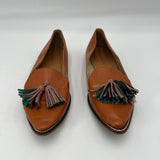 Chumback Slip On Loafer Brown Leather Tassels Flats Pointed Toe Womens Size 9