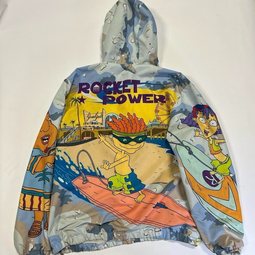 Members Only Nickelodeon Rocket Power Windbreaker Hooded Half Zip Jacket XL
