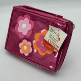 Zonderkidz Sparkly Pink Vinyl Felt Flowers Large 6.5 x 9.5 in Bible Cover NWT