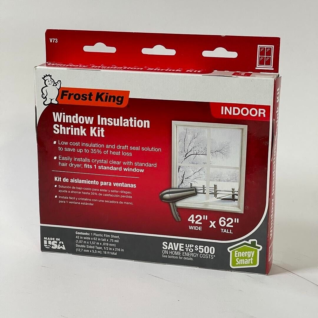 Frost King Lot of 4 Indoor Crystal Clear 42x62” Window Insulation Shrink Kit