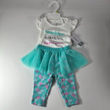 Carter’s 2 Piece Kids Outfit Blue Skirt Mermaid Leggings White Top 3m Baby - NWT