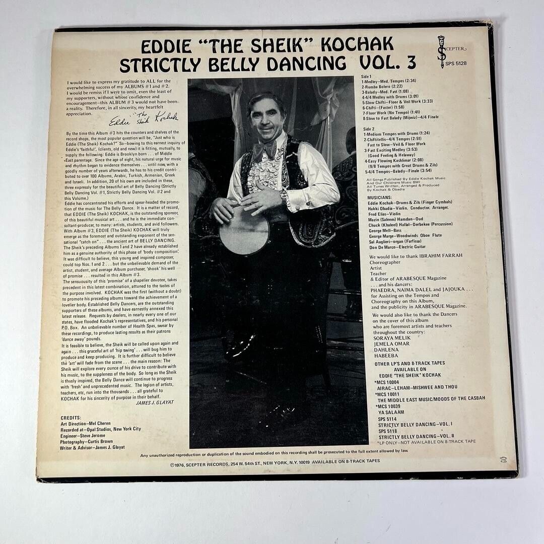 Eddie The Sheikh Kochak Strictly Belly Dancing Vol 3 SPS 5128 Vinyl LP Record