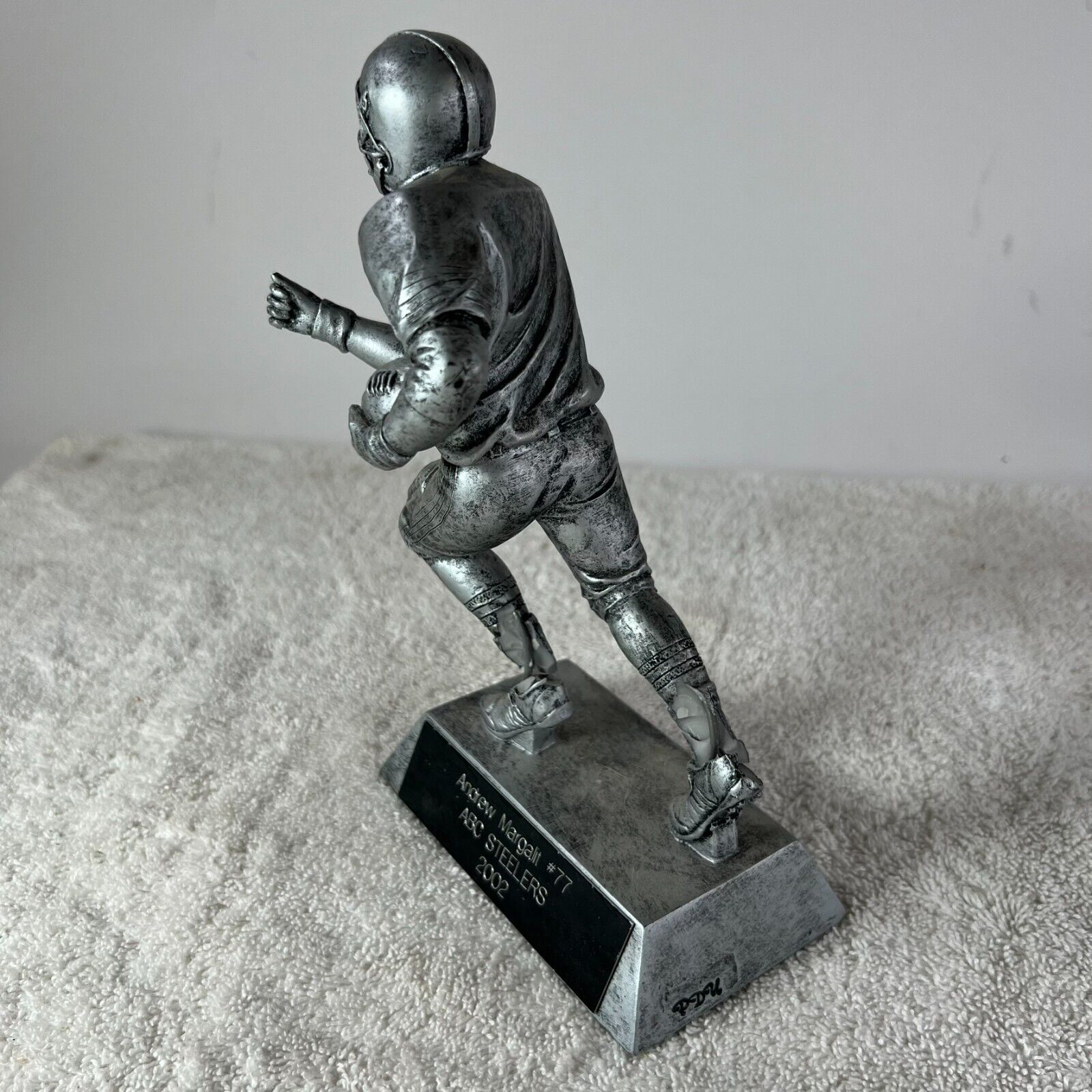 Pewter Football Trophy Andrew Margalit #77 ABC STEELERS 2002