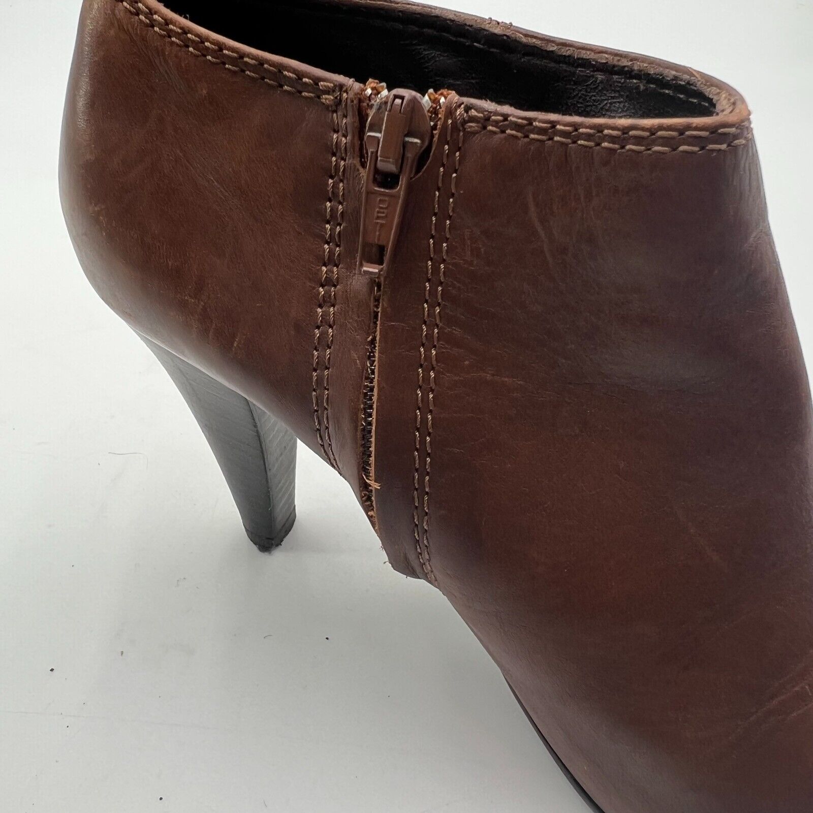 J. Crew Kingston Ankle Boot Chocolate Brown Italian Leather 3 inch Heel Size 6.5