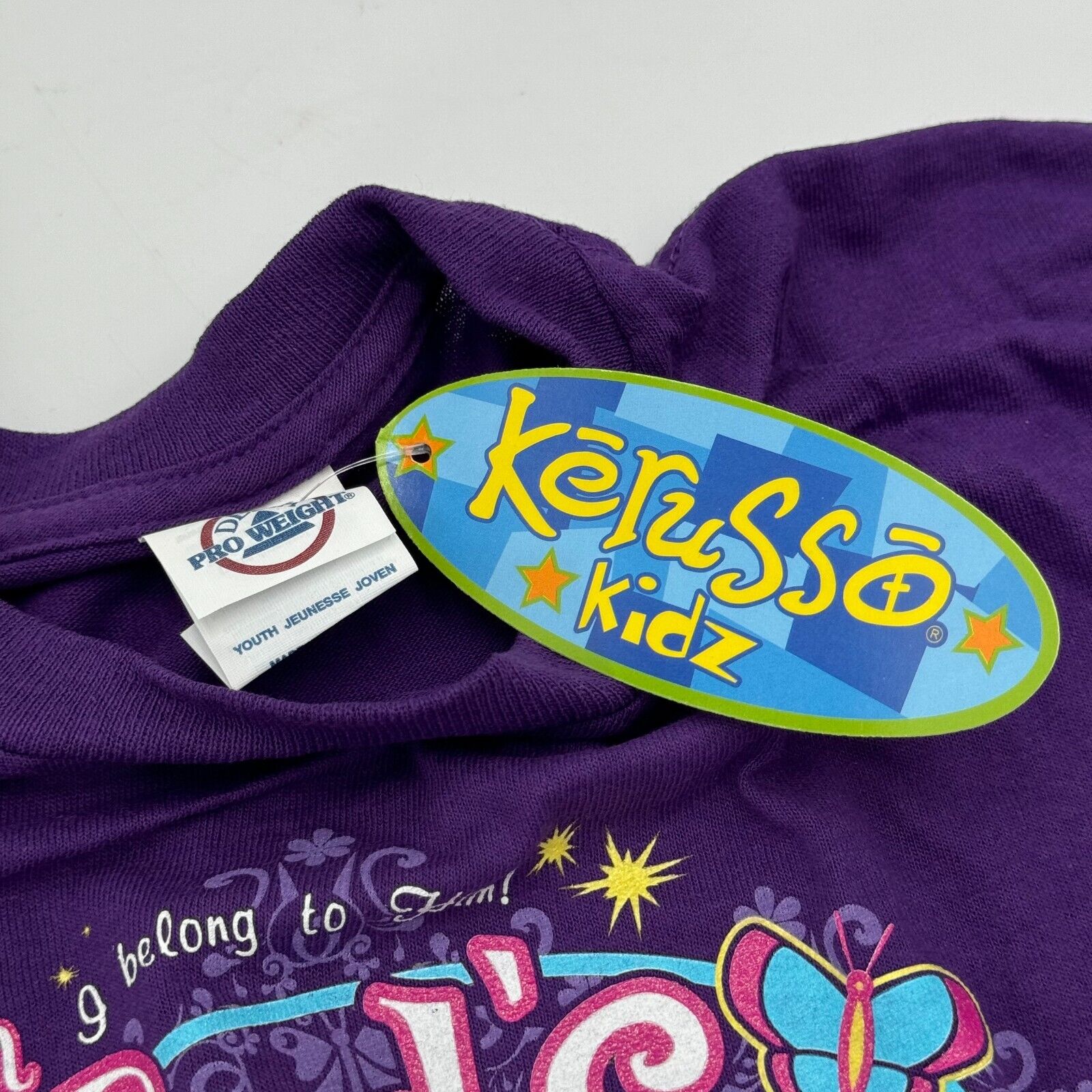 Kerusso Girls Crewneck Tshirt Printed Verse Mark 10:14 Christian Purple Size XL