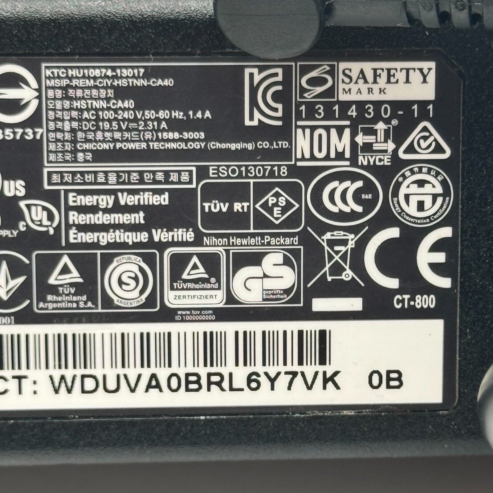 Genuine HP HSTNN-CA40 744481-003 Output 19.5V 2.31A Power Supply Adapter