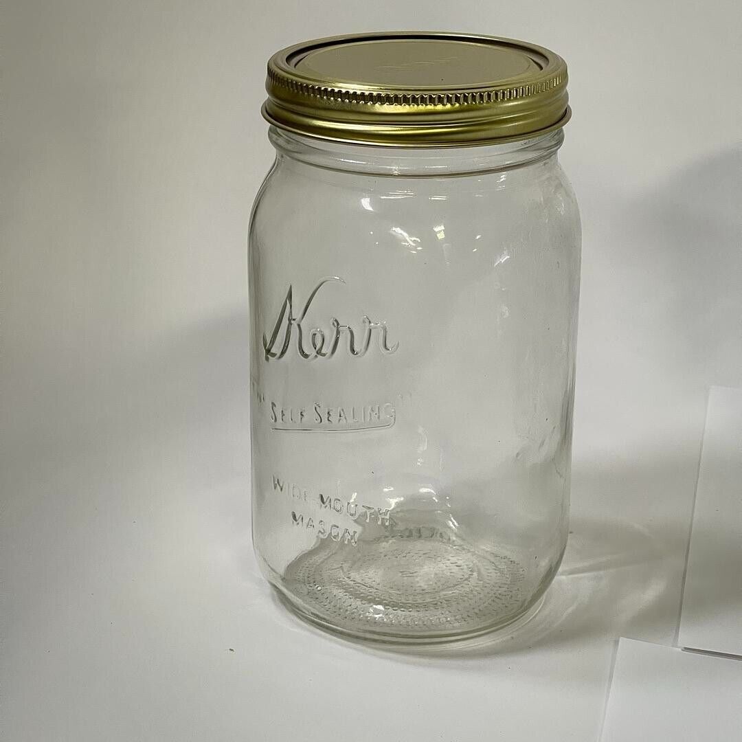 Lot of 12 Kerr "Self Sealing" Wide Mouth Mason Jars with Lids