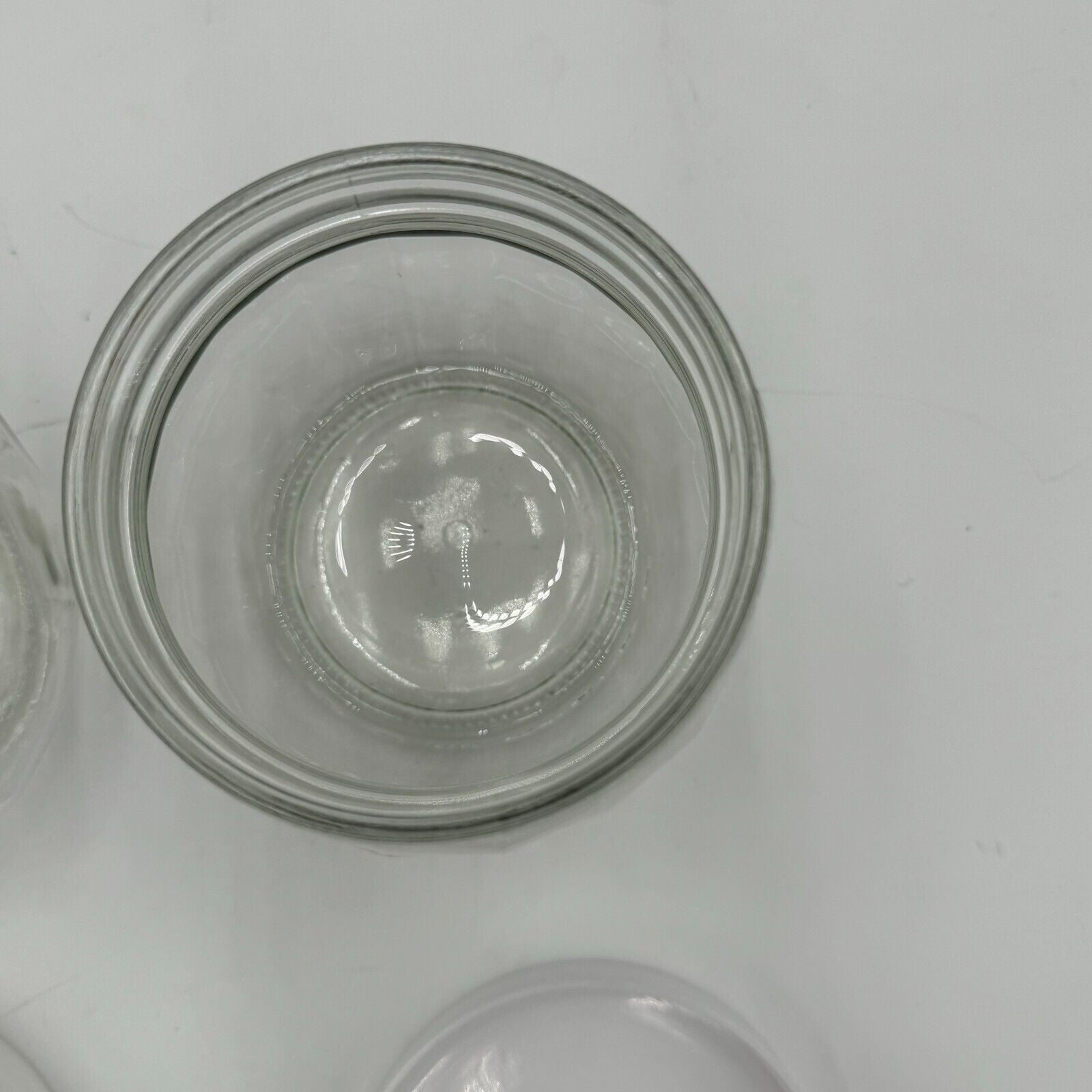 Set of 2 Spherical Clear Airtight Canning Jars With White Plastic Lid Stackable