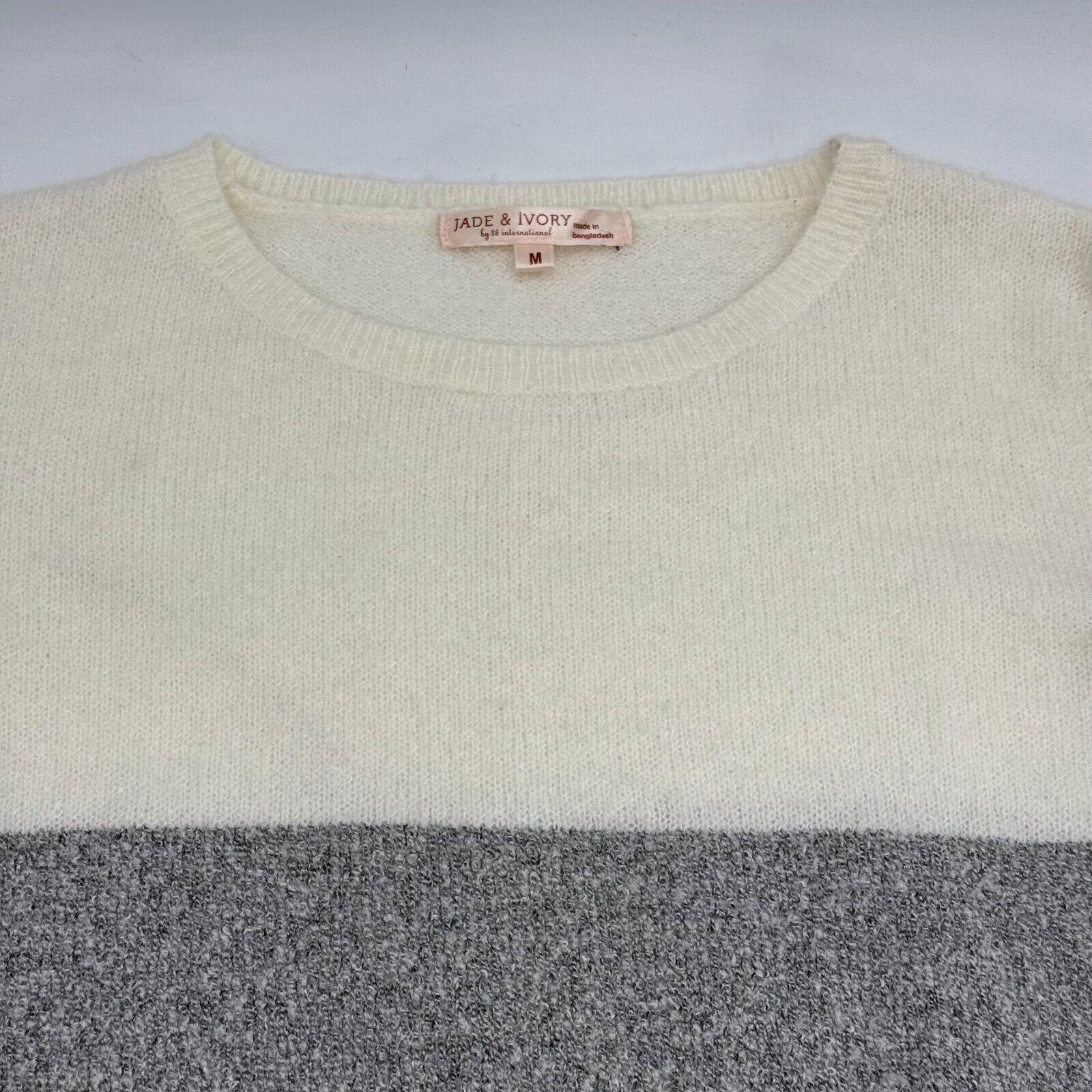 Jade & Ivory Womens Knitted Crewneck Pullover Sweater Relaxed Colorblock Size M