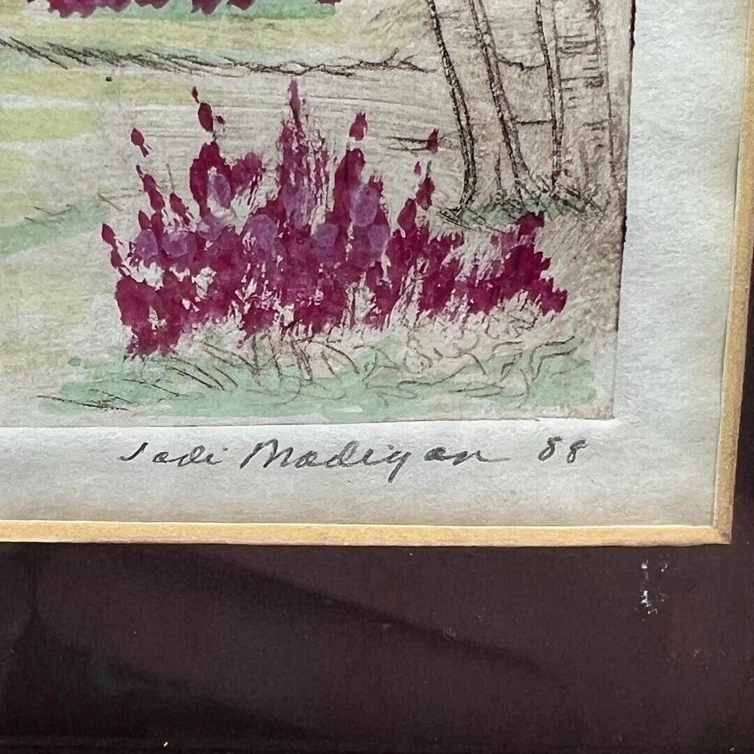 Artist Signed Jodi Madigan Fall Fireweed Alaska Original Drawing 27 of 100 Frame