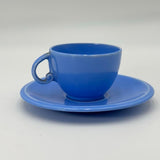 Ultra California Authentic Vernomware Kilns USA Blue Ceramic Tea Cup & Plate