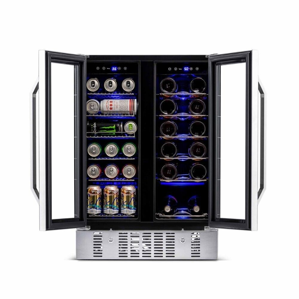 Newair 58-Can, 18-Bottle Built-in Dual Zone Beverage Fridge 24" Model AWB-360DB