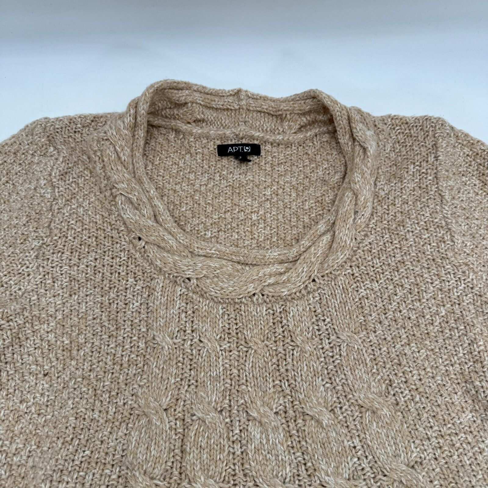 Apt. 9 Loose Knit Scoop Neck Sweater Beige Crochet Style Womens Size Large